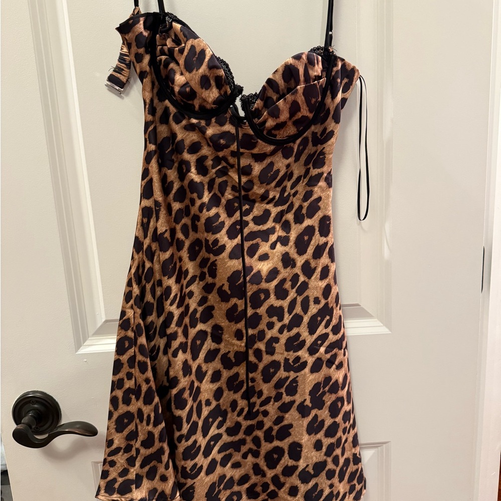 Leopard Print Satin Slip Dress